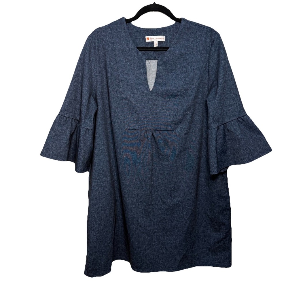 Jude Connally Kerry Dress XL Navy Stretch Denim Comfortable Luxe Southern Preppy